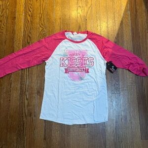 Hershey Kiss Pink and White 3/4 Sleeve Graphic Tee